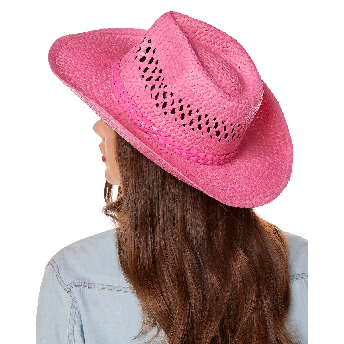 Pink Straw Cowboy Hat PINK