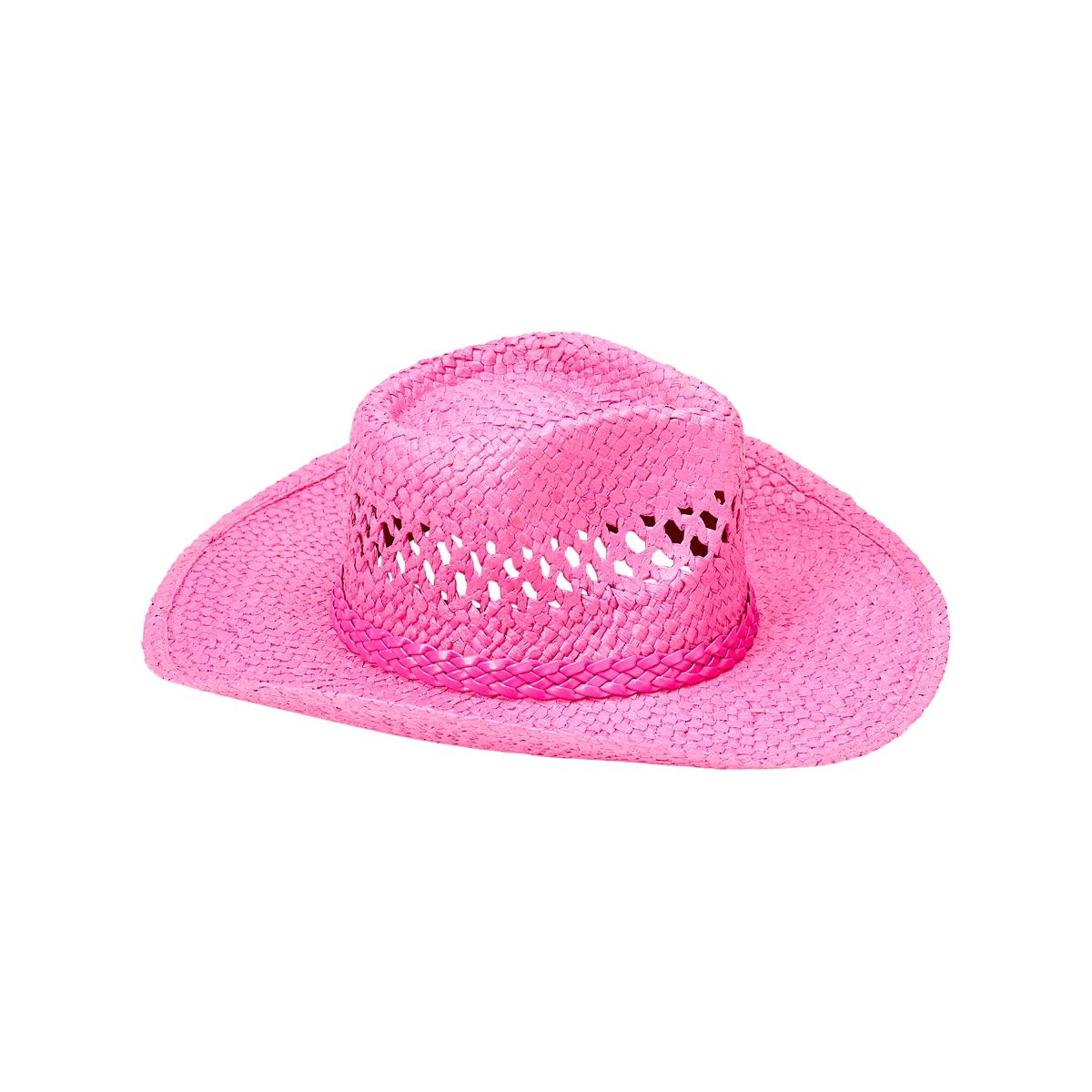 Pink Straw Cowboy Hat PINK