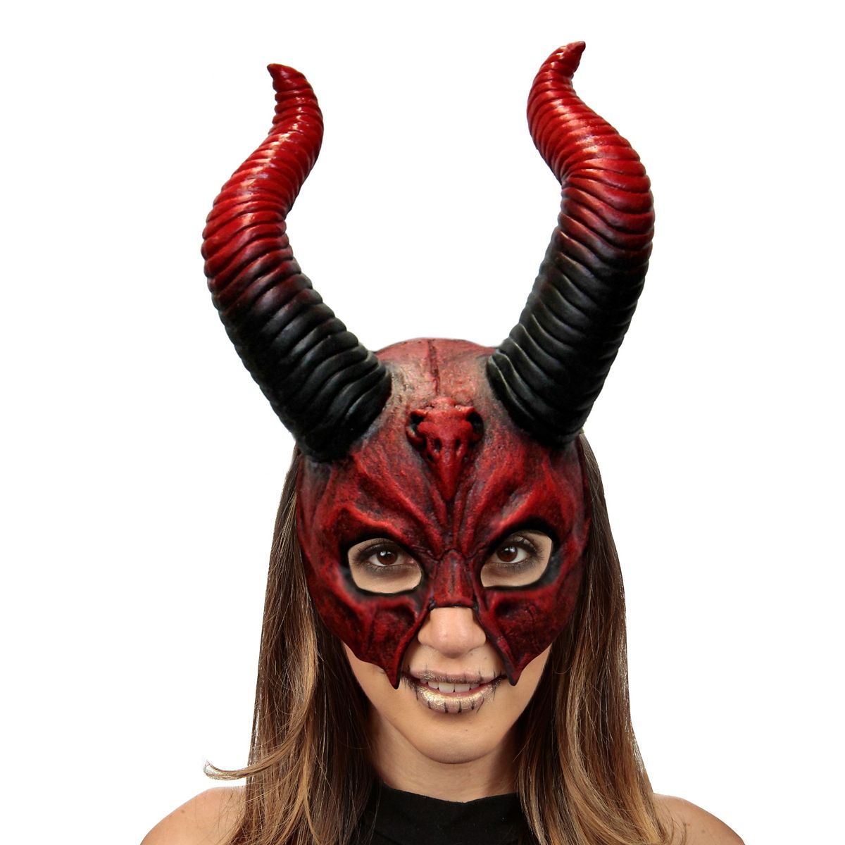 Devil Horn Half Mask BLACK AND RED