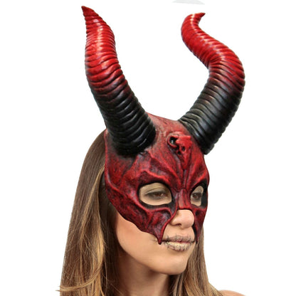 Devil Horn Half Mask BLACK AND RED