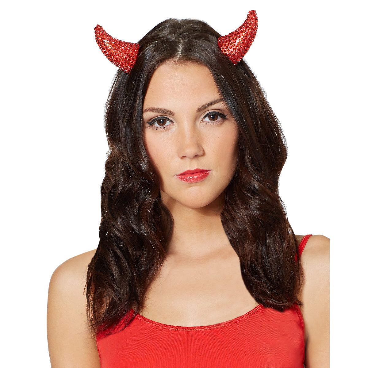 Red Rhinestone Devil Horns RED