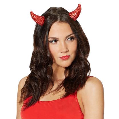Red Rhinestone Devil Horns RED