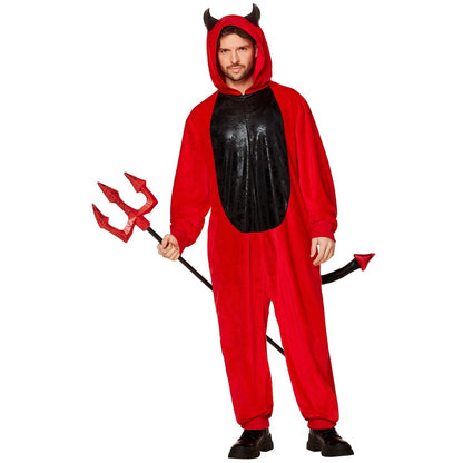 Adult Red and Black Devil Jumpsuit BLACK AND RED