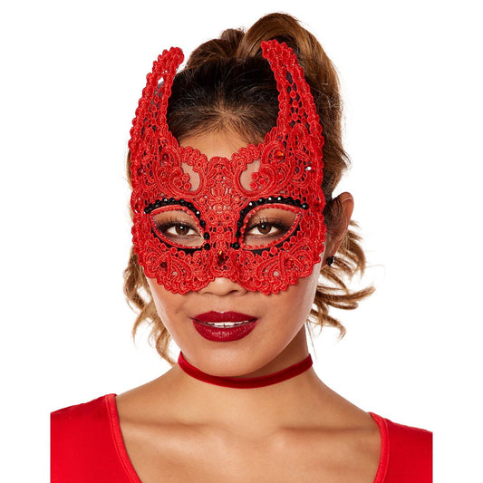 Devil Lace Eye Mask RED