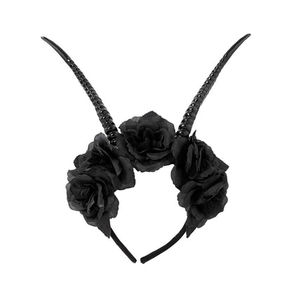 Devil Flower Headband BLACK AND RED