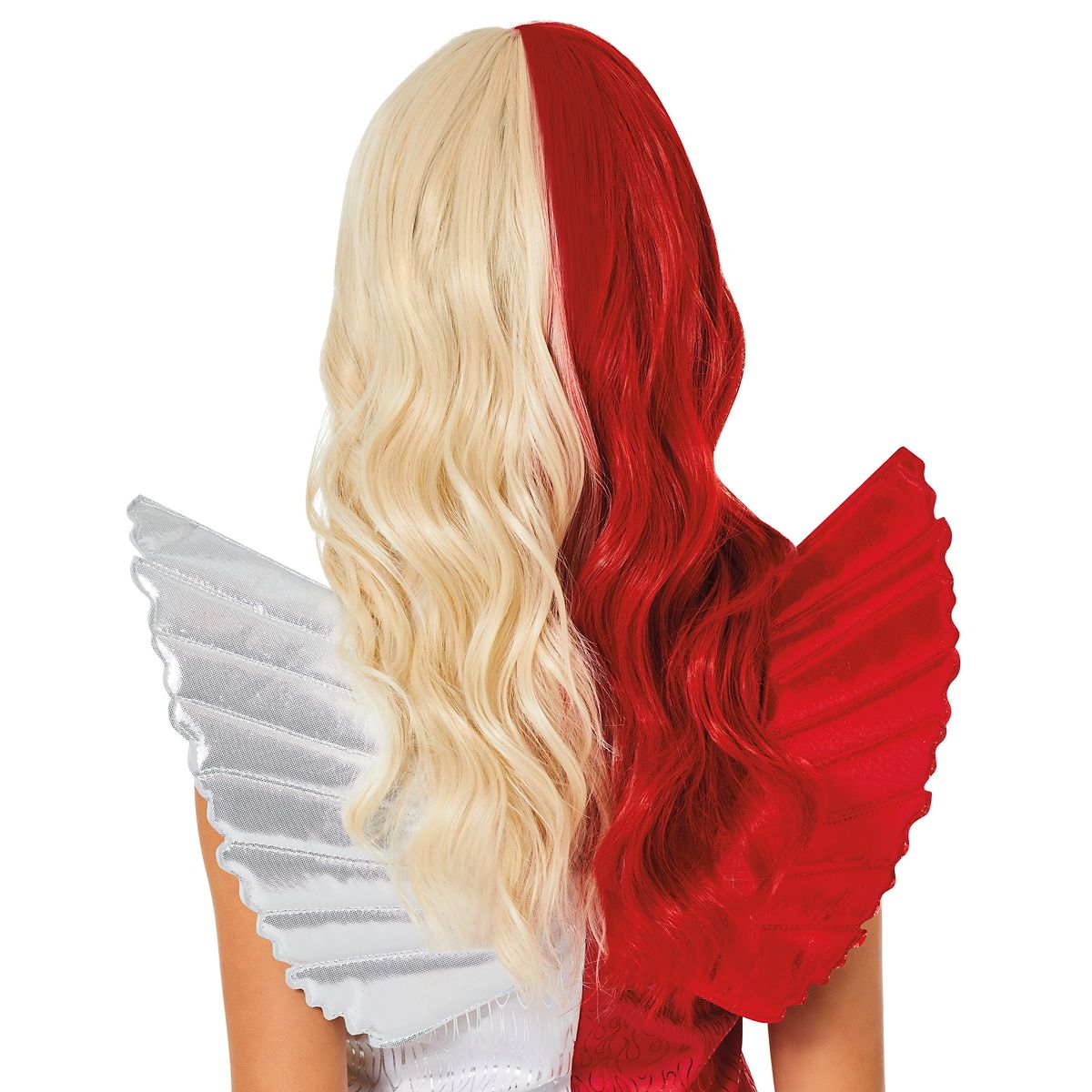 Kids Heat Resistant Angel Devil Split Wig RED AND WHITE