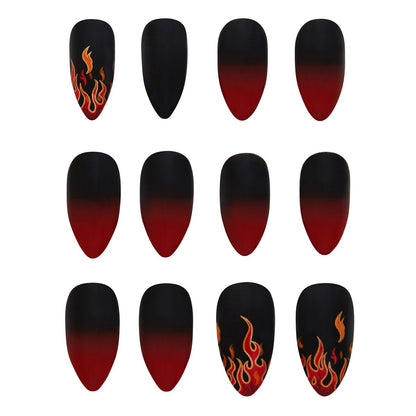 Devil Flame Press on Nails RED