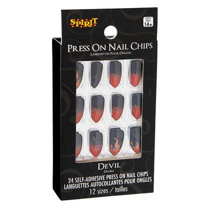 Devil Flame Press on Nails RED
