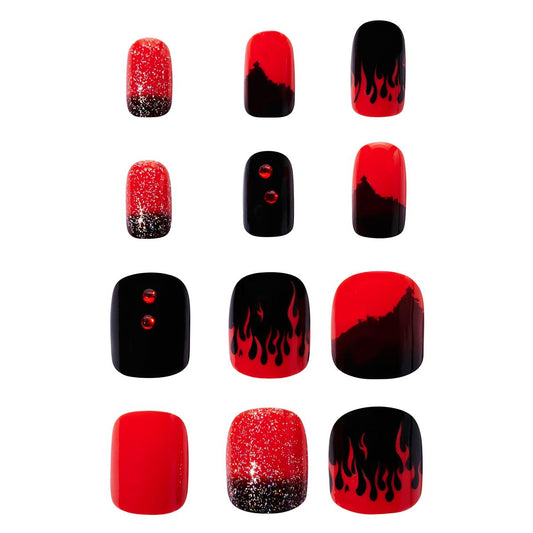 Black and Red Press On Nails BLACK AND RED