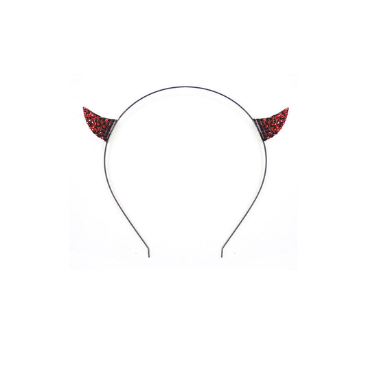Devil Rhinestone Headband RED
