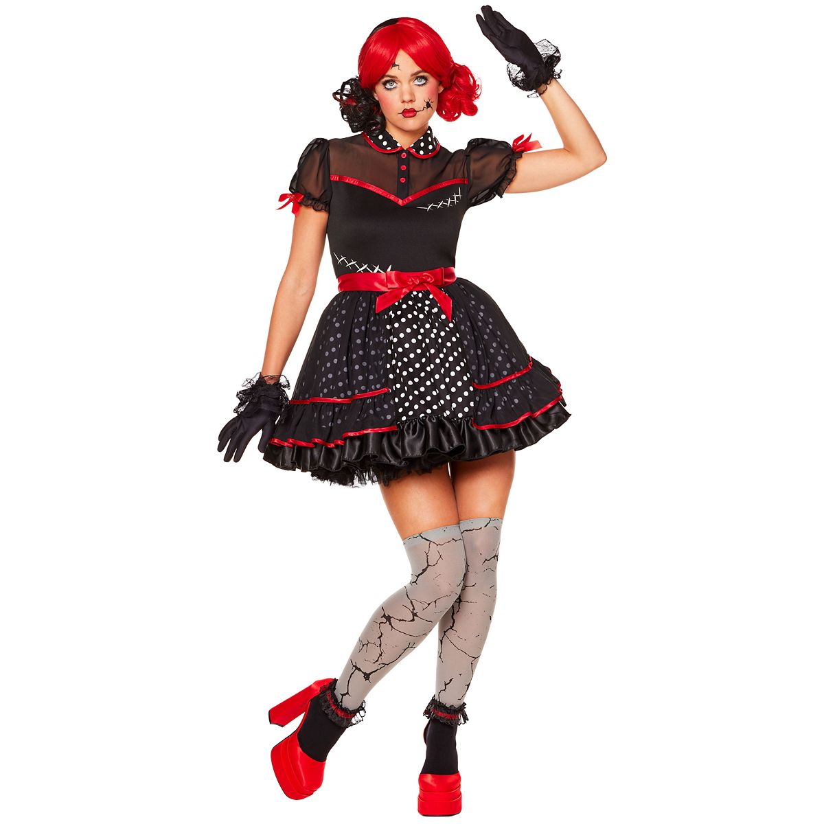 Adult Twisted Doll Costume BLACK