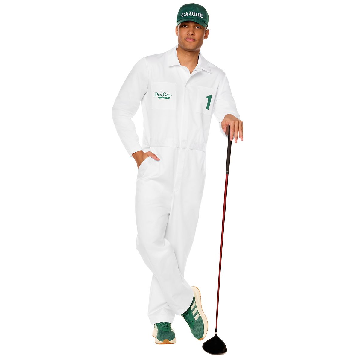 Adult Golf Caddie Jumpsuit Costume WHITE