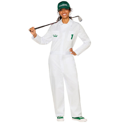 Adult Golf Caddie Jumpsuit Costume WHITE