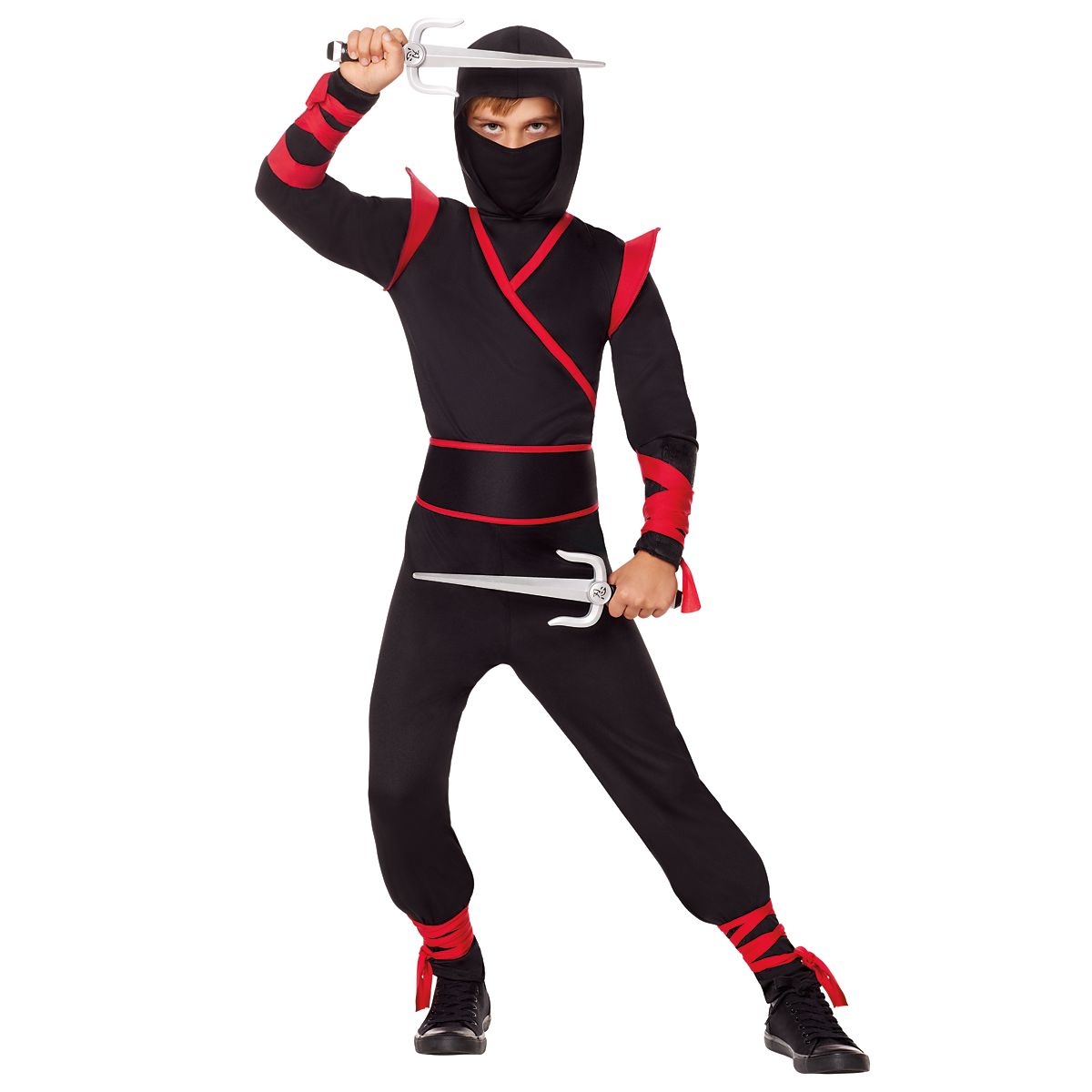 Kids Dark Ninja Costume BLACK AND RED