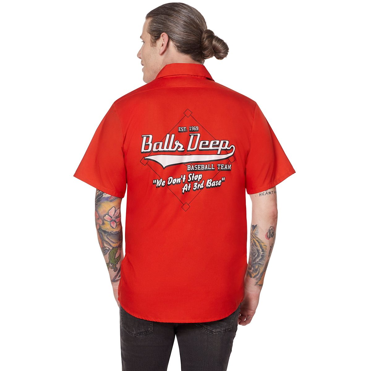 Adult Balls Deep Work Shirt RED