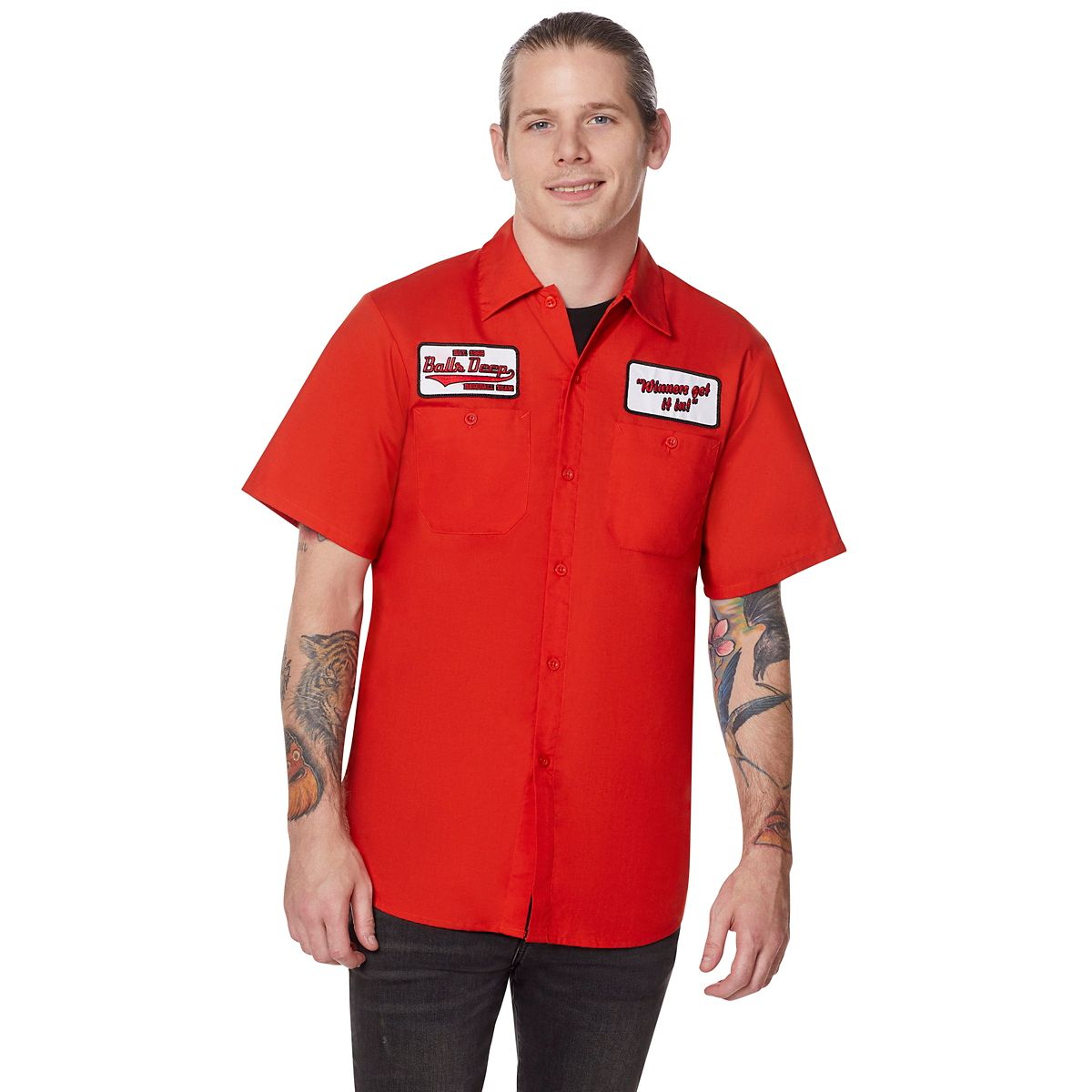 Adult Balls Deep Work Shirt RED