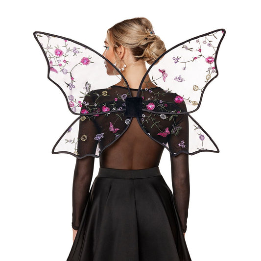 Grunge Embroidered Fairy Wings BLACK