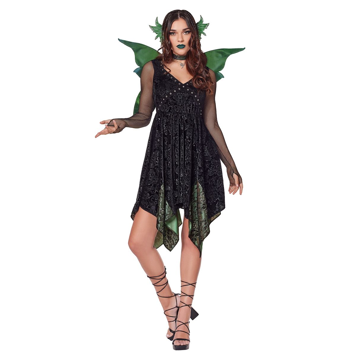 Adult Light-Up Grunge Fairy Costume BLACK AND GREEN