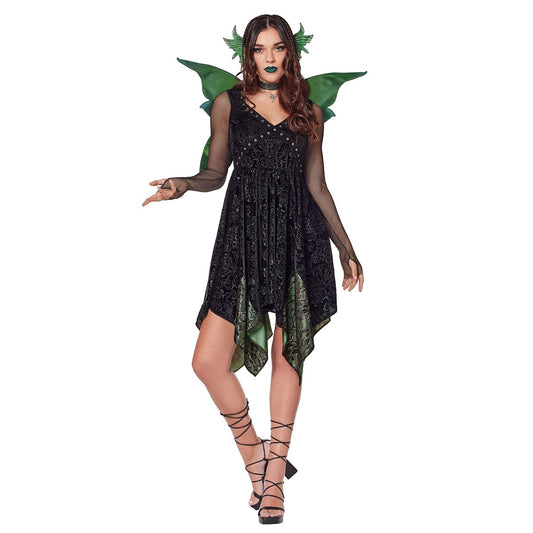 Adult Light-Up Grunge Fairy Costume BLACK AND GREEN