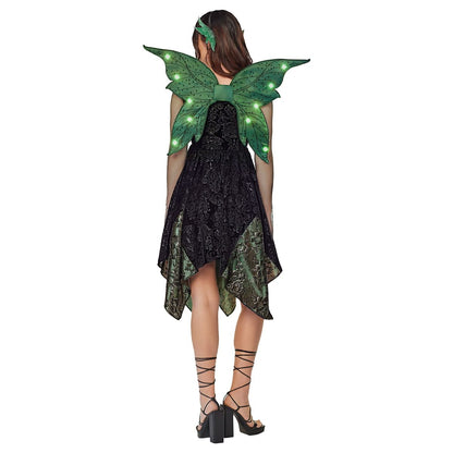 Adult Light-Up Grunge Fairy Costume BLACK AND GREEN