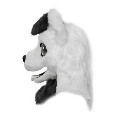 Gray Fox Furry Head Full Mask BLACK AND WHITE