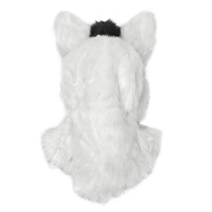 Gray Fox Furry Head Full Mask BLACK AND WHITE