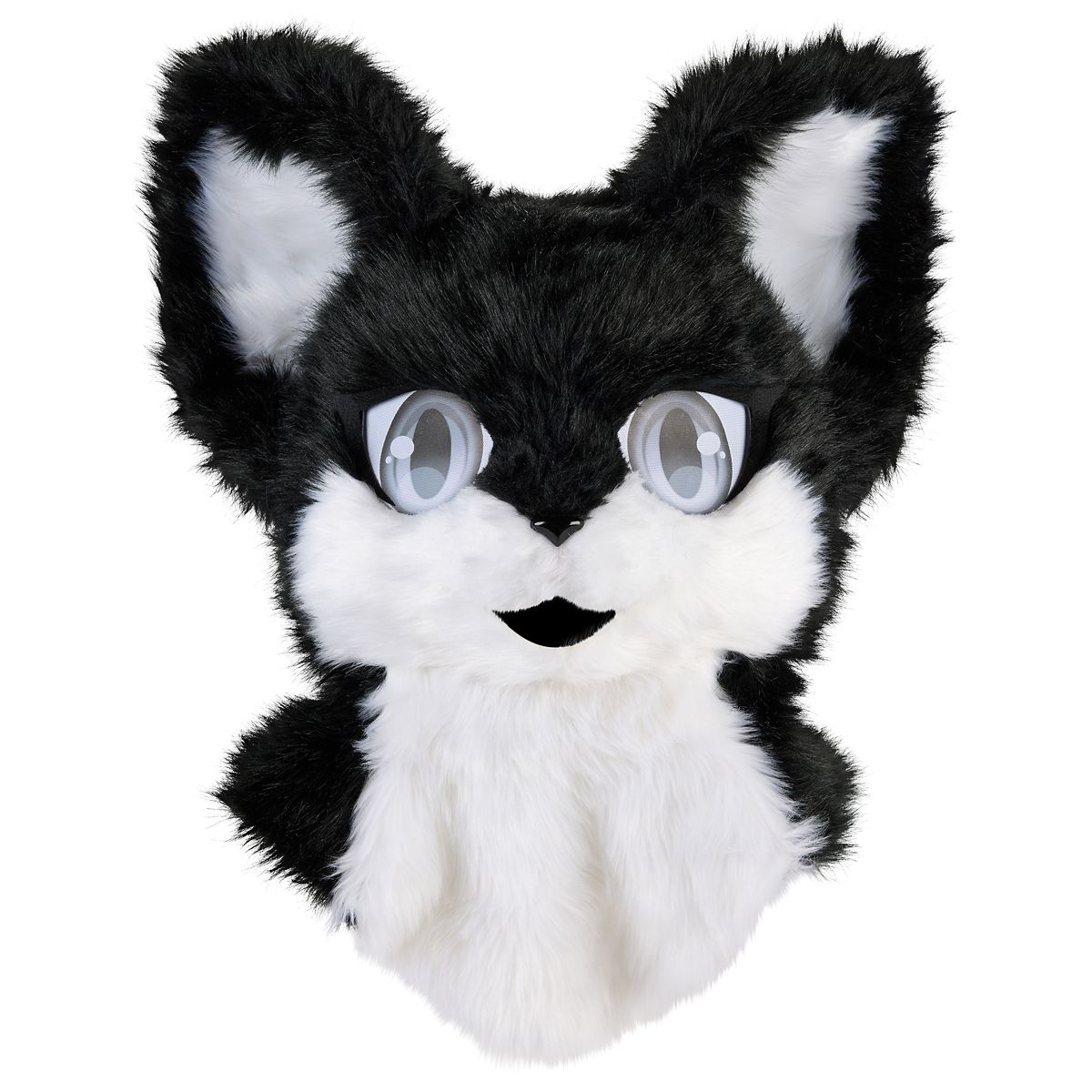 Deluxe Black Furry Mask BLACK AND WHITE