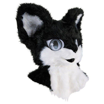 Deluxe Black Furry Mask BLACK AND WHITE