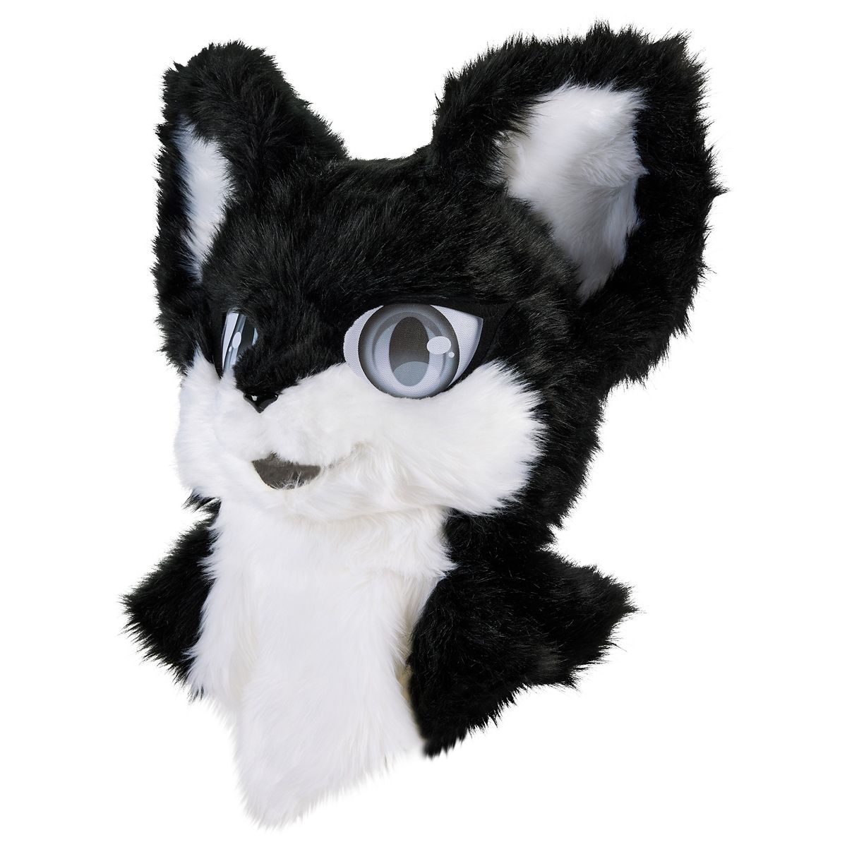 Deluxe Black Furry Mask BLACK AND WHITE