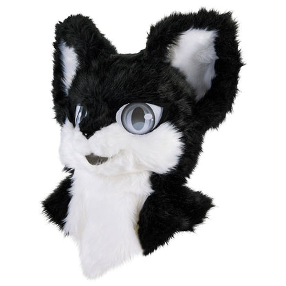 Deluxe Black Furry Mask BLACK AND WHITE
