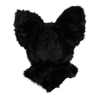 Deluxe Black Furry Mask BLACK AND WHITE