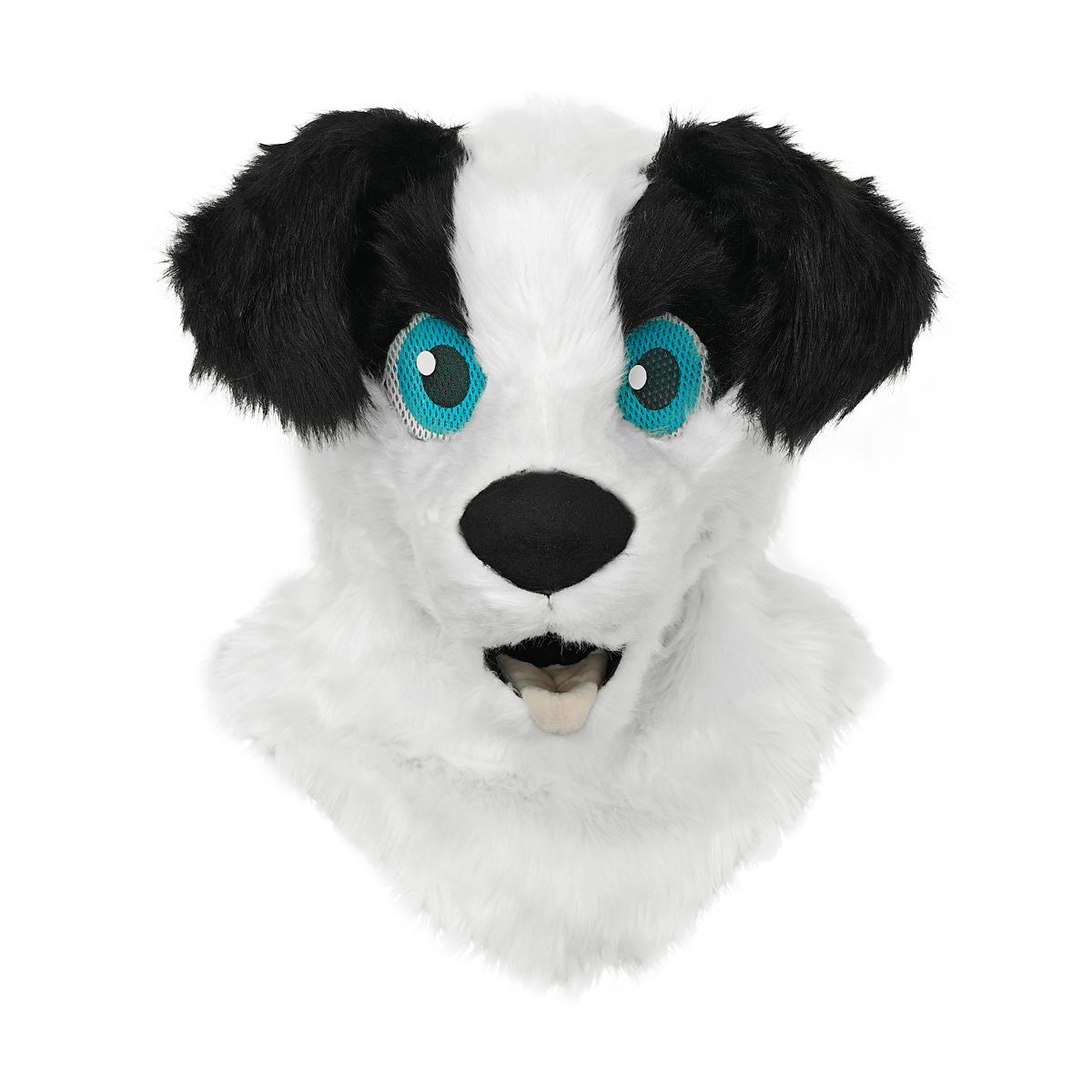 Black and White Dog Furry Head Full Mask BLACK AND WHITE