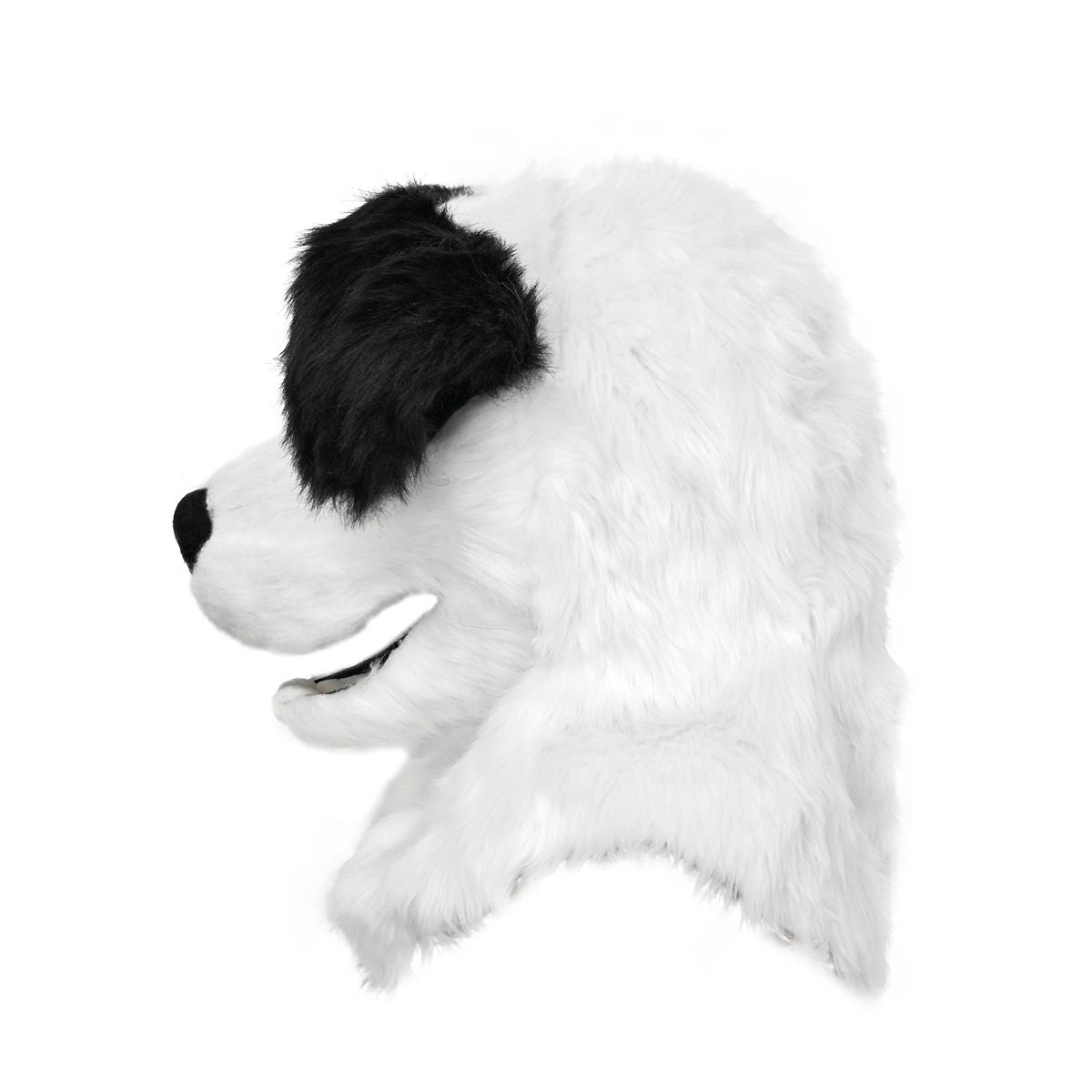 Black and White Dog Furry Head Full Mask BLACK AND WHITE