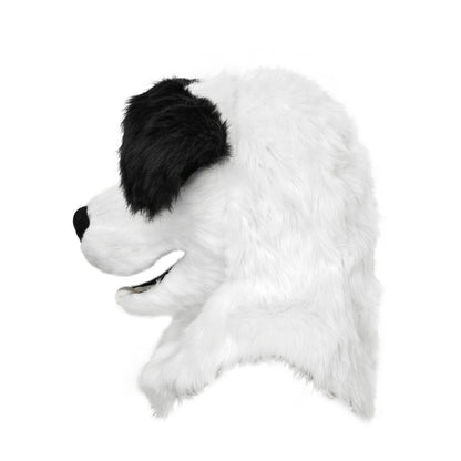 Black and White Dog Furry Head Full Mask BLACK AND WHITE
