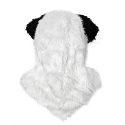 Black and White Dog Furry Head Full Mask BLACK AND WHITE