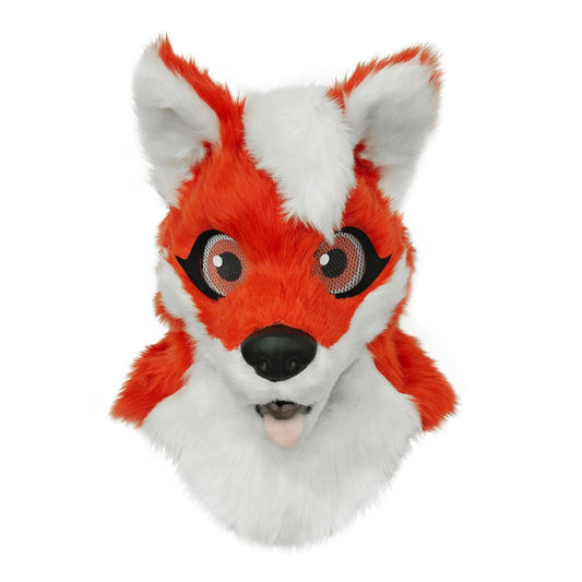 Orange Fox Furry Head Full Mask ORANGE