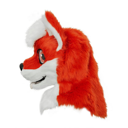 Orange Fox Furry Head Full Mask ORANGE