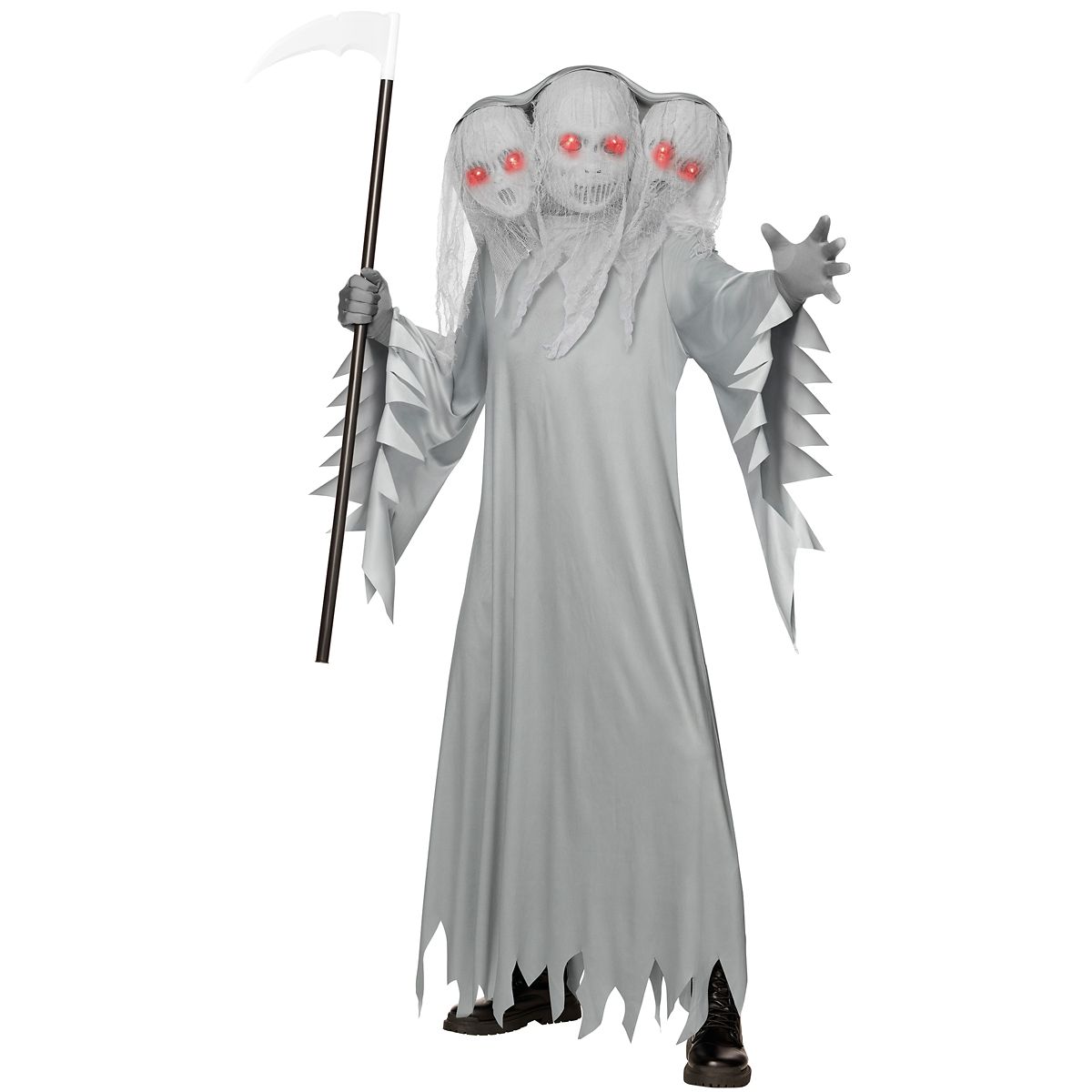Adult Light-Up Three Headed Ghostly Soul Costume GRAY