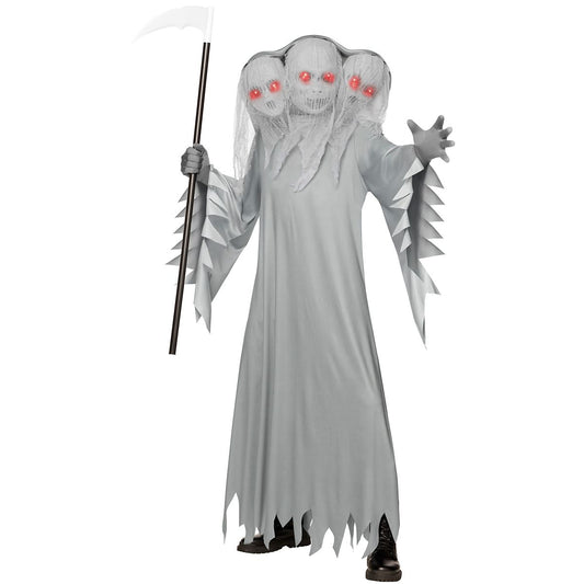 Adult Light-Up Three Headed Ghostly Soul Costume GRAY