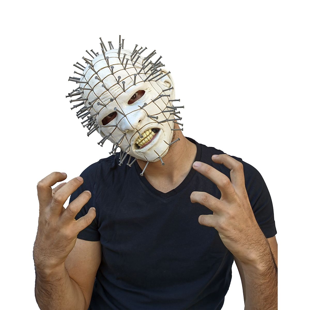 Adult Hellraiser Pinhead Full Mask WHITE/GREY