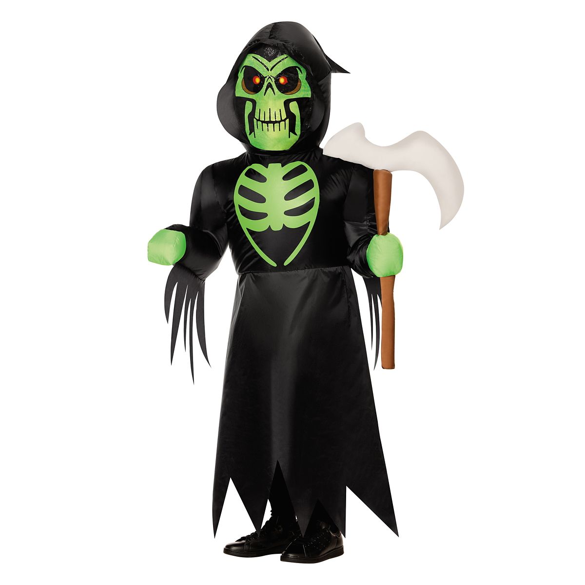 Kids Light-Up Inflatable Reaper Costume BLACK AND GREEN