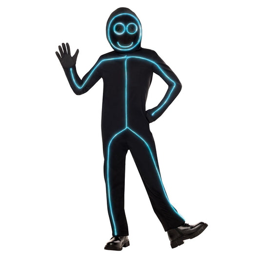 Kids Light-Up Blue Stick Figure Costume BLACK AND  BLUE