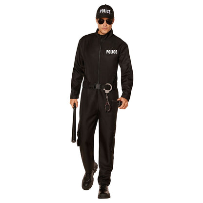 Adult Police Jumpsuit Costume BLACK