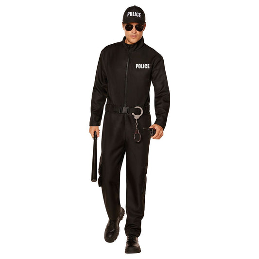 Adult Police Jumpsuit Costume BLACK