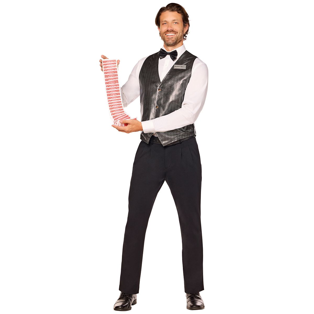 Adult Card Dealer Costume Kit BLACK AND SILVER
