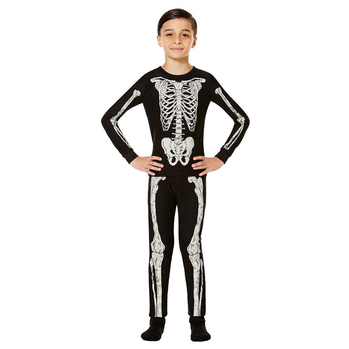 Kids Skeleton Pajama Set BLACK