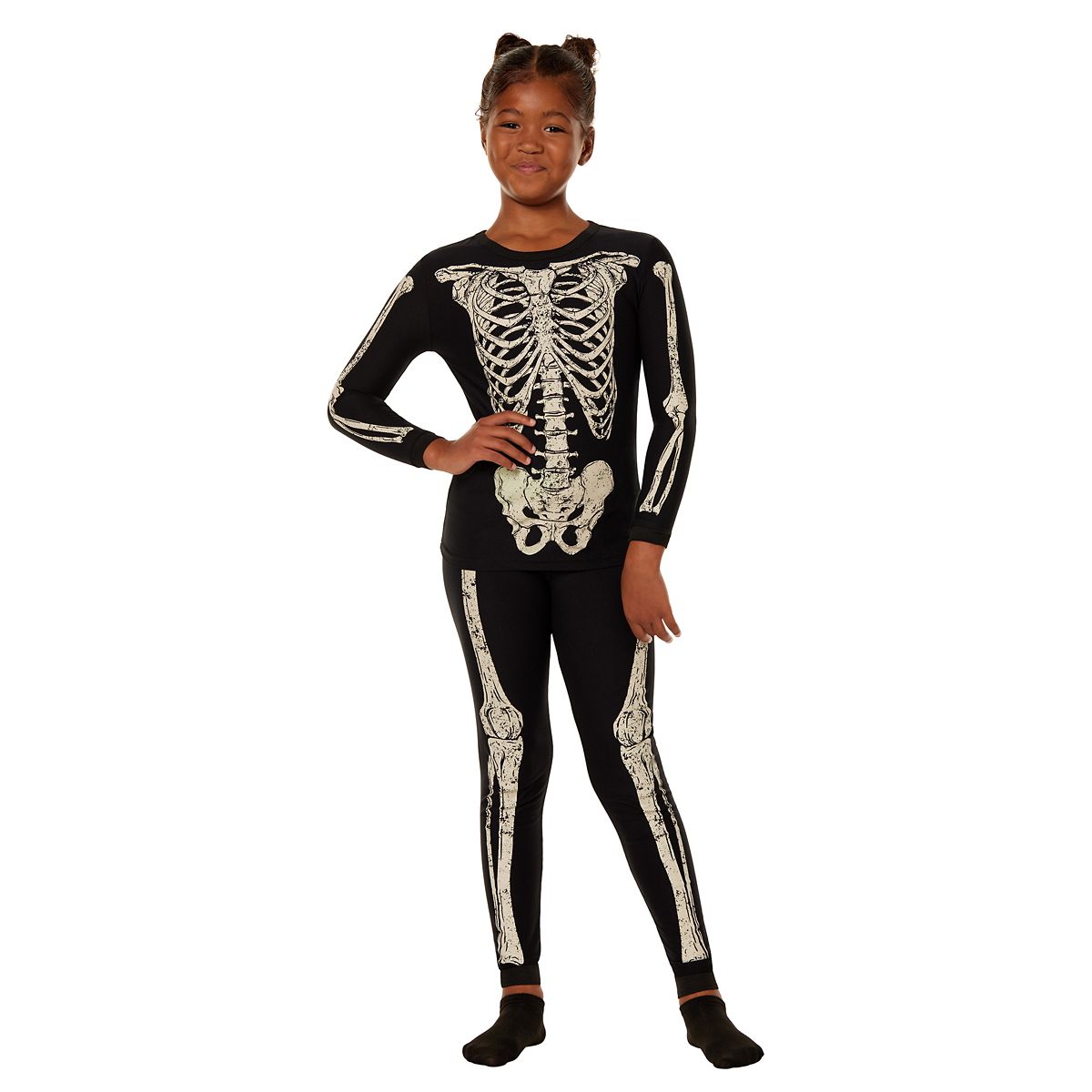 Kids Skeleton Pajama Set BLACK