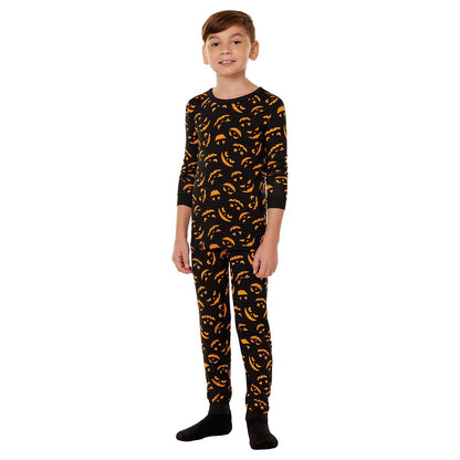Kids Jack-O'-Lantern Pajama Set BLACK AND ORANGE