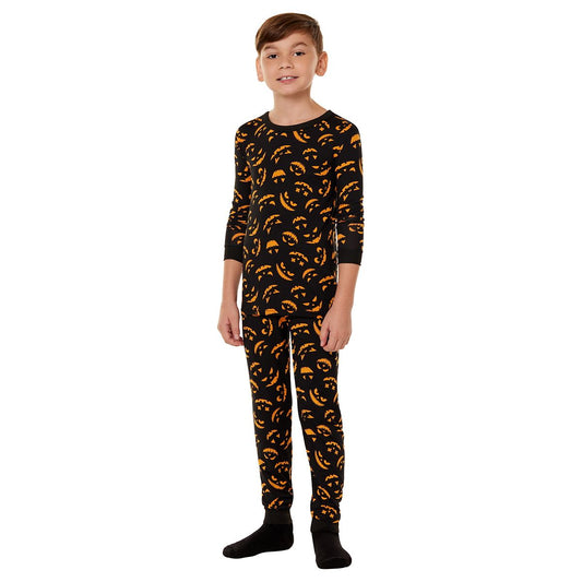 Kids Jack-O'-Lantern Pajama Set BLACK AND ORANGE