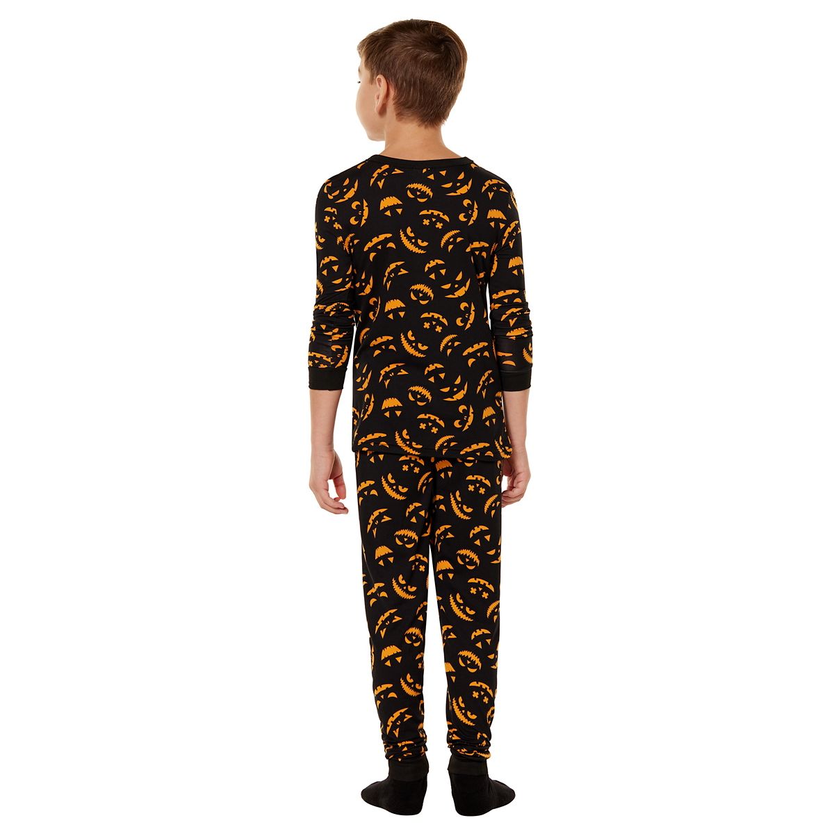 Kids Jack-O'-Lantern Pajama Set BLACK AND ORANGE